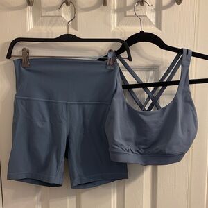 Lululemon Athletica Blue Sports Bra and Shorts Set